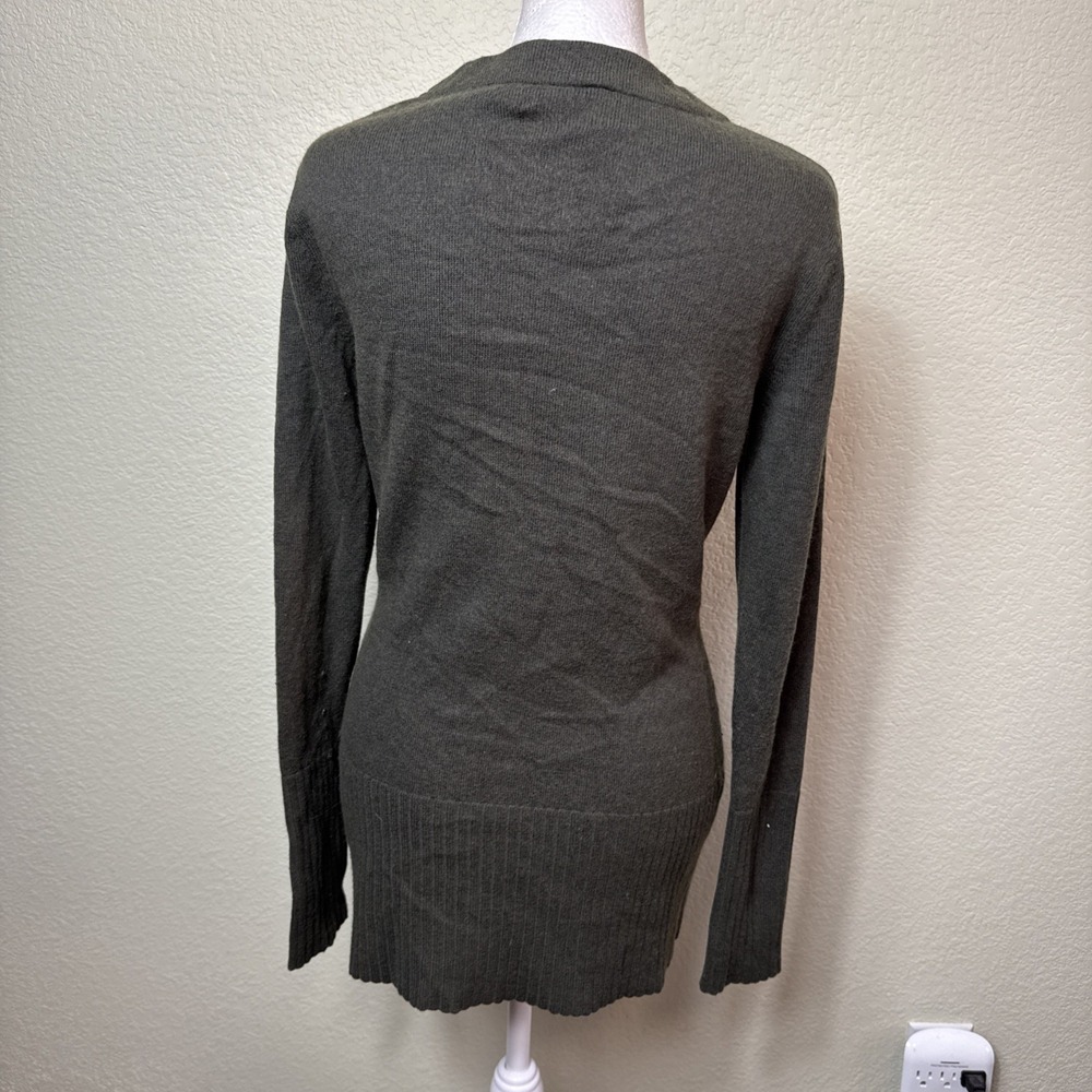 The North Face Cardigan Women S Merino Wool Blend Knit Button V-Neck Olive Green - Picture 3 of 6